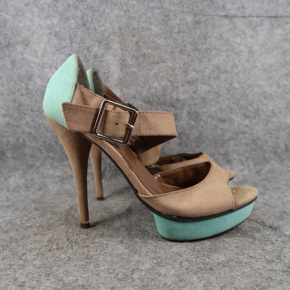 Just Fabulous Shoes Womens 7 Stiletto Pumps Platform Buckle Ankle Strap Open Toe